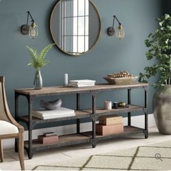 Solid Wood and Steel Neligh 72" Console Table Industrial Strength And Structure In New Condition