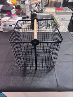 Adjustable Metal Wire Storage Basket w/ Wood Handle