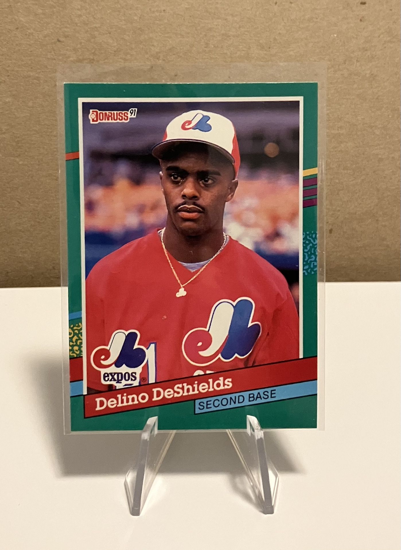 1991 Donruss DELINO DeSHIELDS Error Card no dot after INC #555 Expos