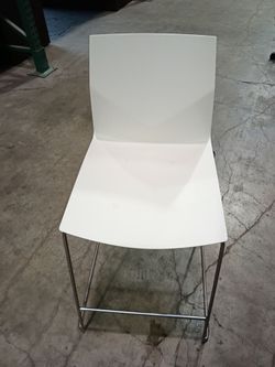 White Hightower Bar Stool with Chrome Frame