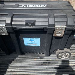 Black Heavy Duty Husky 37 in Rolling Job Box Cart with Lock & Tool Tray