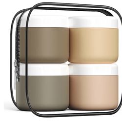 Travel Containers for Toiletries, Silicone Cream Jars BPA-Free, Leak-proof 3oz Travel Size Containers, Portable Size Silicone Jars with Lid for Cosmet