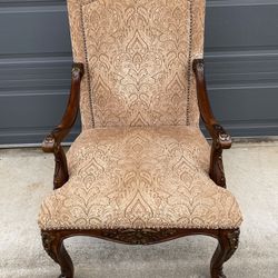 Rachlin Classics Armchair / Accent Chair With Brass Nailheads, Paisley design Fabric