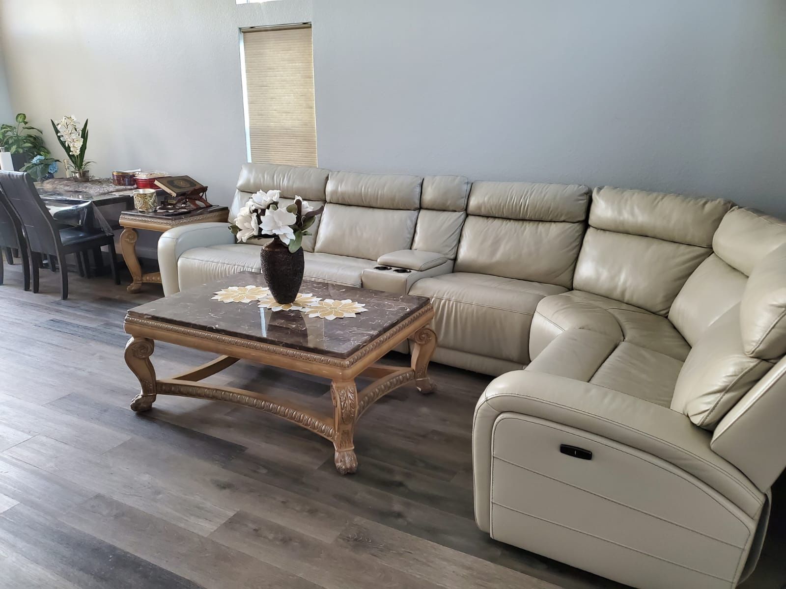 Real Leather Power Reclining Sectional Sofa