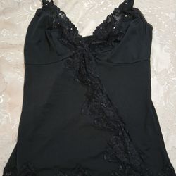 Black Lace Trim Cami Sz Med