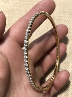 Heavy sterling silver CZ bangle / bracelet