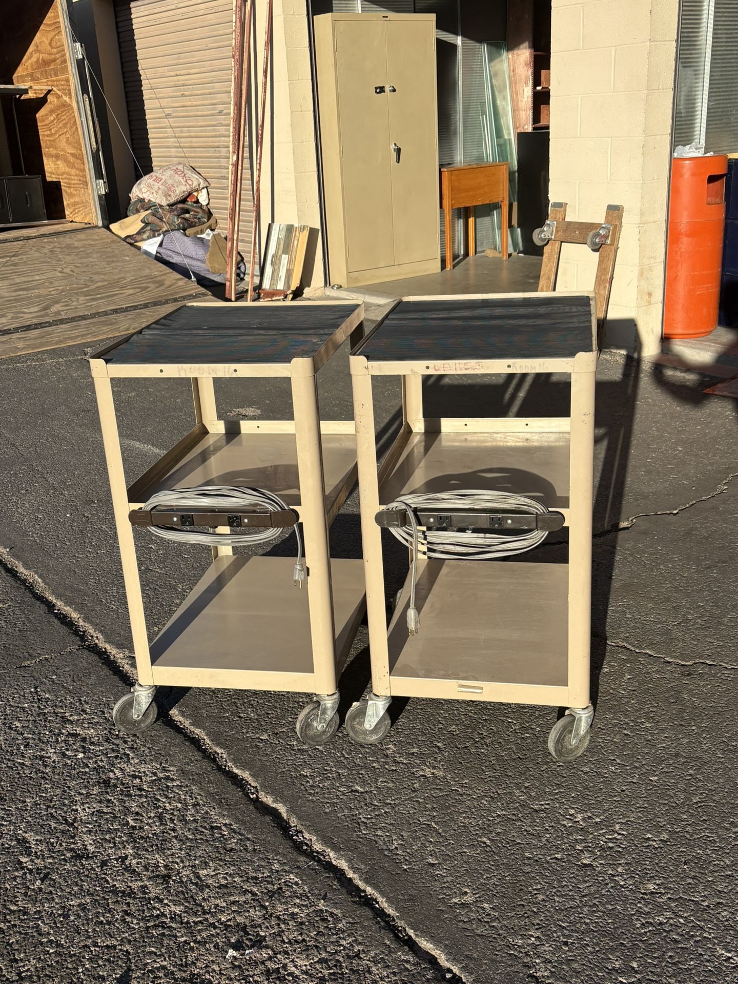 2 Metal Tool/Storage Roller Carts + Power Plugs- $30 Each