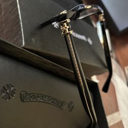 Black/ Gold Chrome Heart Style Glasses