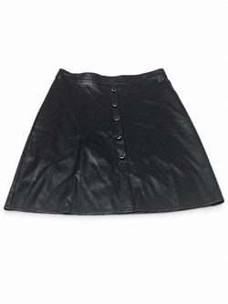Black Leather A-Line Mini Skirt