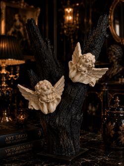 2 Vintage Angels Twin Cherubs of The Midnight Grove Victorian Inspired 5” Long 4” Wide Wall Mounts