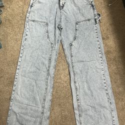 Blue Wash Panel Straight Leg Pants 