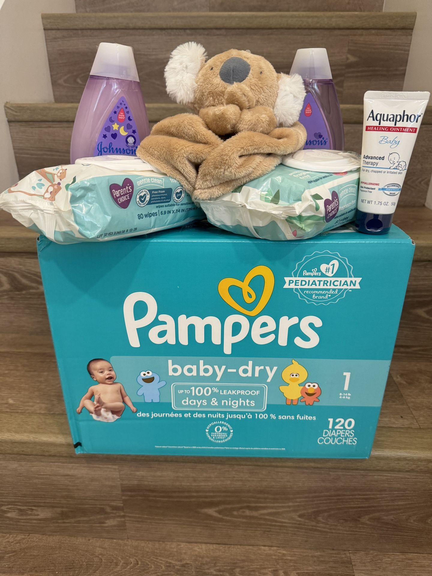 Baby items lot Pampers, Shampoo +