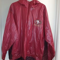 49ers Pro Player Rain  Hoodie Coat XL Burgundy/Black 