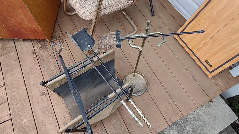 Fireplace Set and Wood Carrier