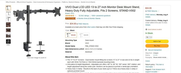 VIVI dual LCD DESK monitor Stand
