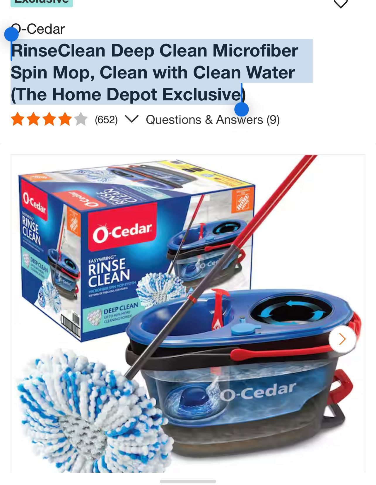 RinseClean Deep Clean Microfiber Spin Mop, Clean with Clean Water (The Home Depot Exclusive