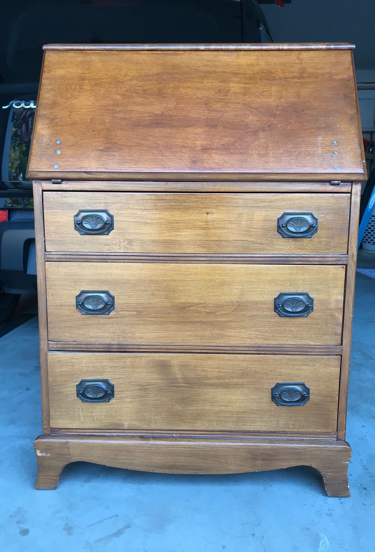 DEARDEN’S VINTAGE LOS ANGELES Dresser Desk furniture old wood letter desk 3’5” tall Antique