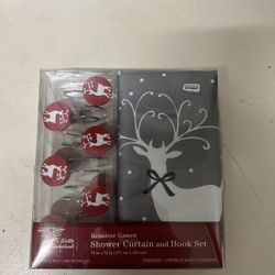 Holiday Shower Curtain And Hook Set