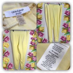 NWOT Cable & Gauge Studio Pastel Yellow Velvet Soft Jogger Pants Size S