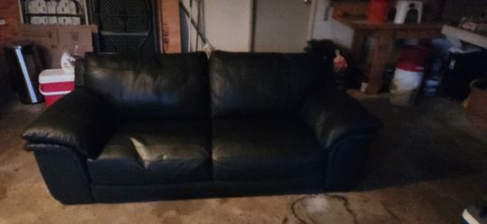 Black Leather Two-Seat Sofa