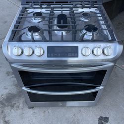 LG Gas Stove Stainless Steel Sliding Double Oven