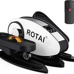 ROTAI Under Desk Elliptical Machine with Ciculation Massage Roller, Electric Pedal Exerciser with LCD Monitor and Remote for Seniors Adults and Teens,