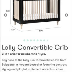 Convertible Crib With Breathable Washable Mattress “lolly & Baby newton Brand “