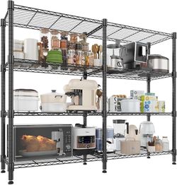 E858 $60  Storage Shelves, 4 Tier Wire Shelving Unit, Adjustable Metal Shelves for Storage, Garage Rack Pantry Shelves Kitchen Shelving, 14"x60"x60", 