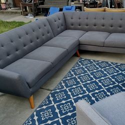 9'x7' Grey Mid Century Modern Sectional