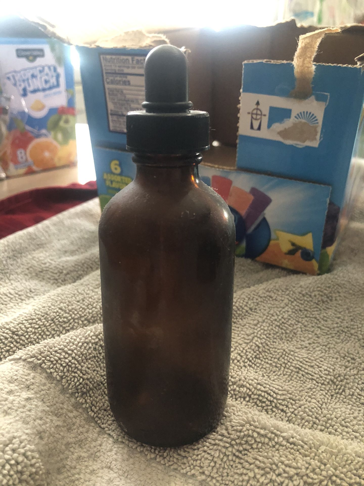 Vintage Amber glass medicine bottle dropper stamped 5