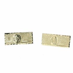 Men’s 10k Yellow Gold Hundred $100 Dollar Bill Stud Earrings GP3140012