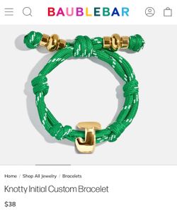 Bauble Bar Green gold bubble letter J paracord bracelet