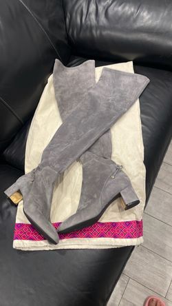 Tory Burch Gray Suede Over-the-Knee Boots