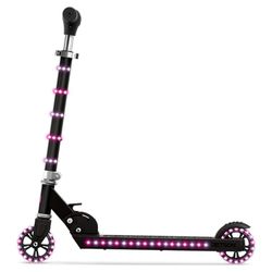 Jetson Orbit Light-up Folding Kids Kick Scooter, Black, Pink/Purple Lights, Ages 5+