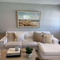 Restoration Hardware Perennials White Linen Slip Cover Sectional