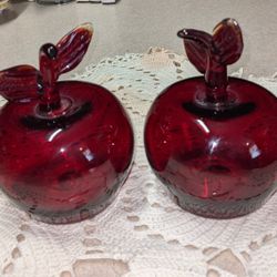 Red Hand Blown Glass Apples
