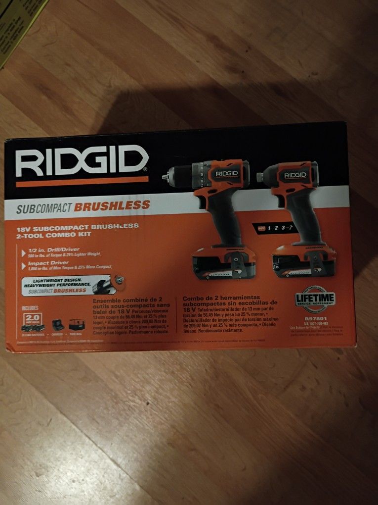 ​🍊 NEW in Box: RIDGID 18V SubCompact Brushless 2-Tool Combo Kit 🍊