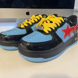 A Bathing Ape Bapesta Marvel Black Widow Men's Sneakers Blue Black Red Yellow