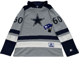 Starter Dallas Cowboys Hockey Jersey Hoodie Sweatshirt Mens Small New