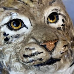 22"x12" Museum-Quality Handcrafted Ceramic Sculpture Of Bobcat by The Townsends