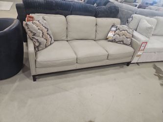 TOP GRAIN GRAY CONCISE LEATHER SOFA