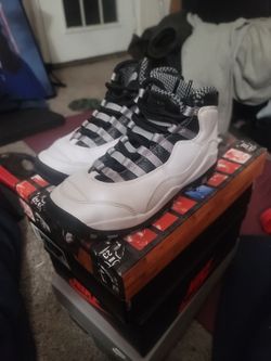 Air Jordan 10 Retro White Black Silver Sneakers