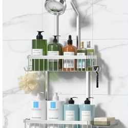 New Shower Caddy Hanging, Never Rust Shower Organizer Hanging, Aluminum Shower Racks for Inside Shower with Hooks for Razor, Bathroom Organizers
