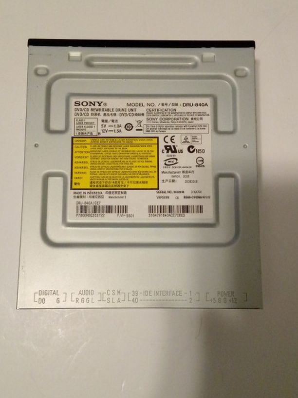 Sony Dvd/Cd Rewritable Drive Unit Model Dru- 840a
