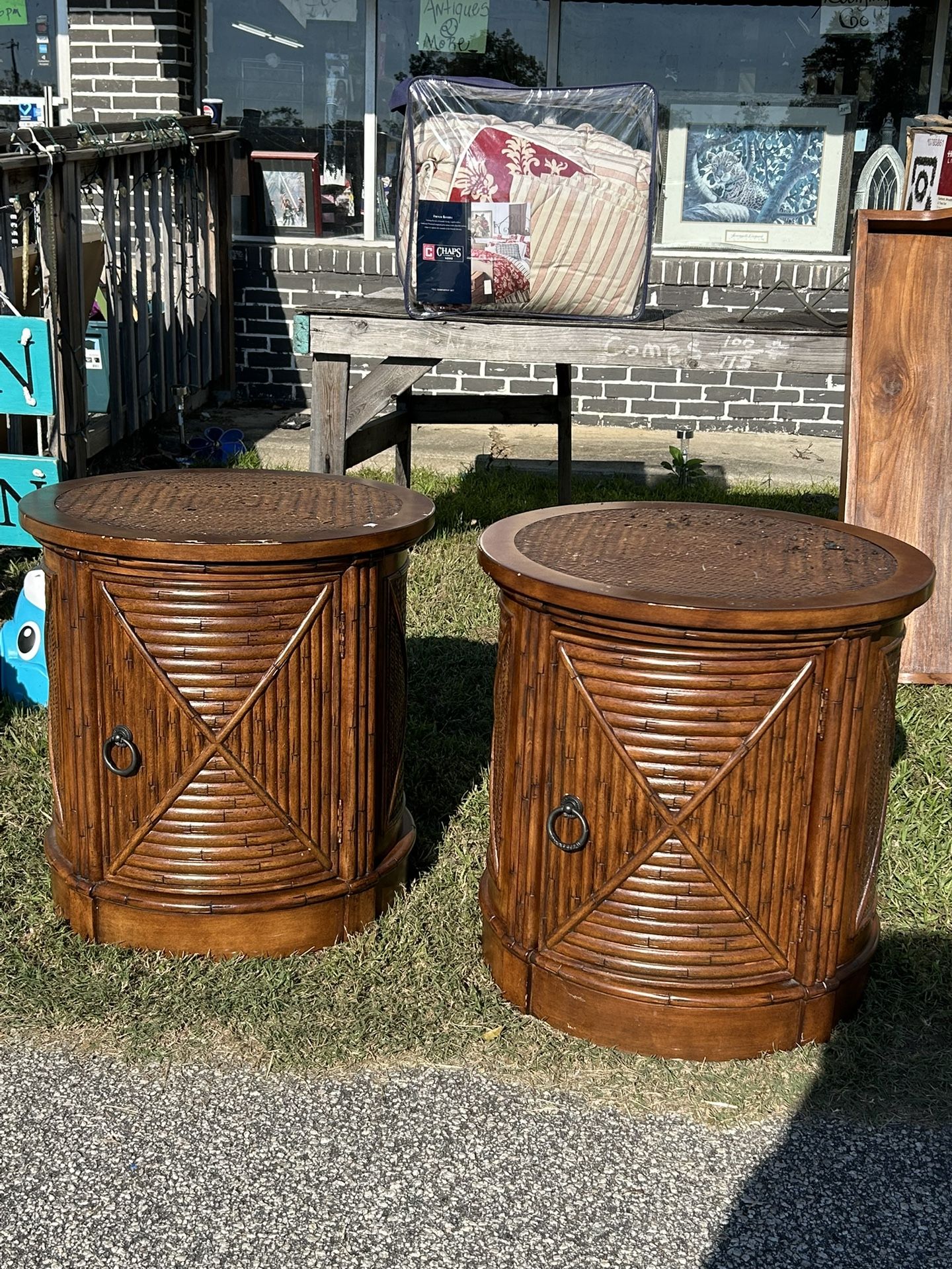 Set Of Two Accent Bamboo End tables