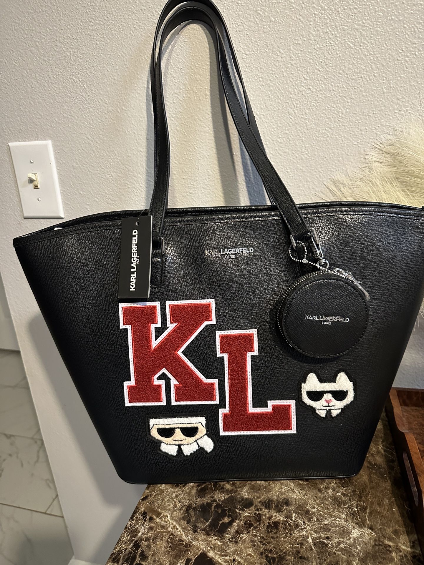 Brand New KARL LAGERFELD LARGE CANNES TOTE w/ COIN POUCH