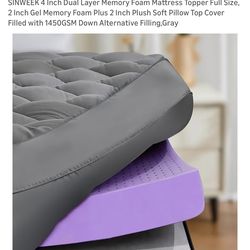 🛏️✨ Full Size Mattress Topper – 4” Dual Layer – BRAND NEW – $80 ✨🛏️
