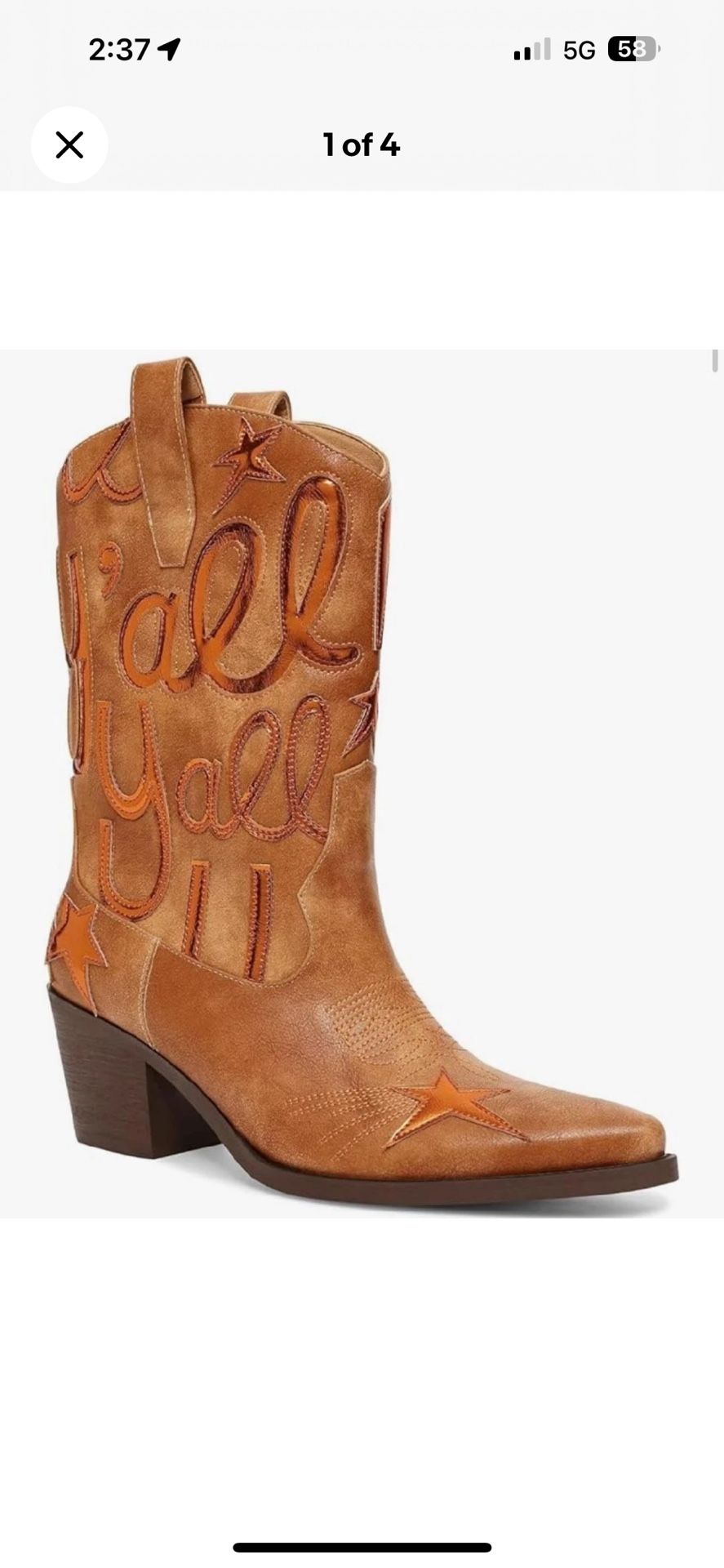 NEW Metallic Cowboy Cowgirl Boots Mid Calf Slip On Women's Size 6 New, Open Box