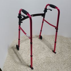 Walgreens Rolling Walker Red Folding Lightweight Aluminum 2-Wheel Mobility Aid

