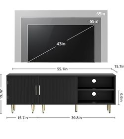 Modern Black Tv Stand with Gold Legs